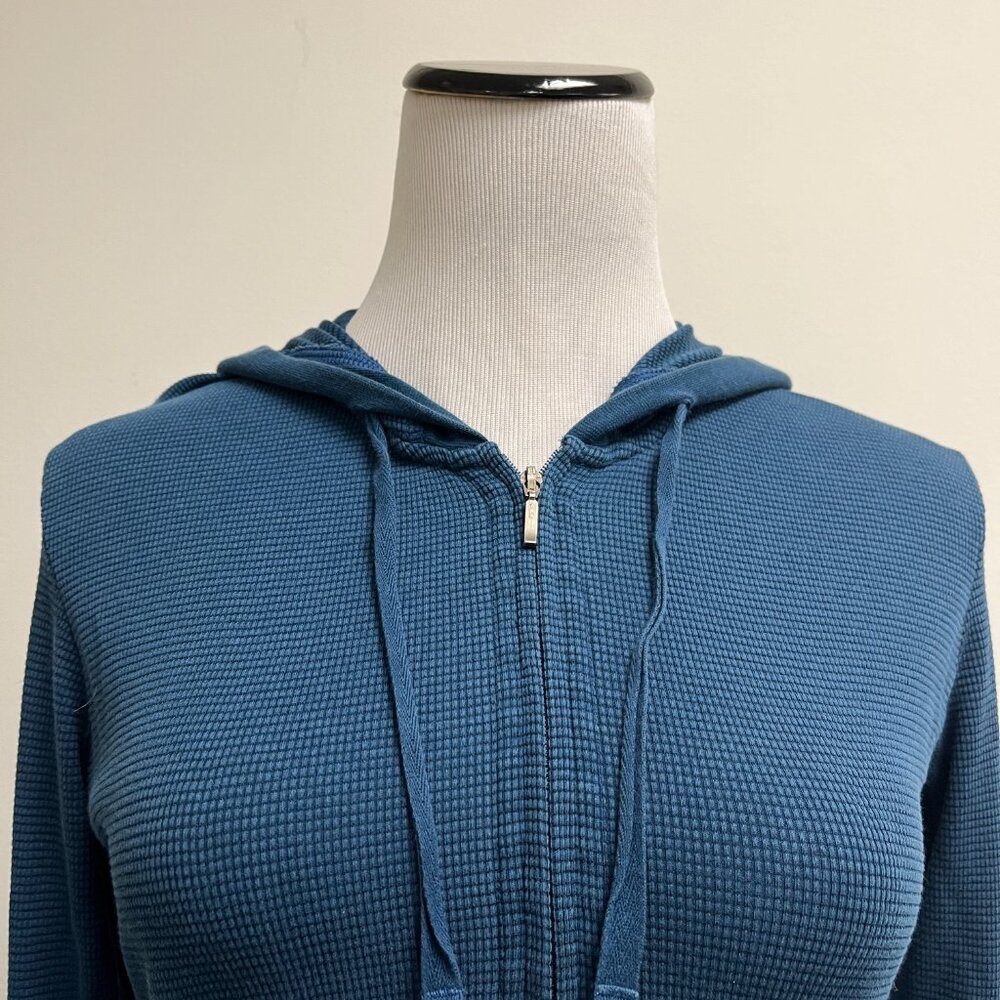 Patagonia thermal hooded zip top blue cotton M thumbholes - Picture 3 of 7